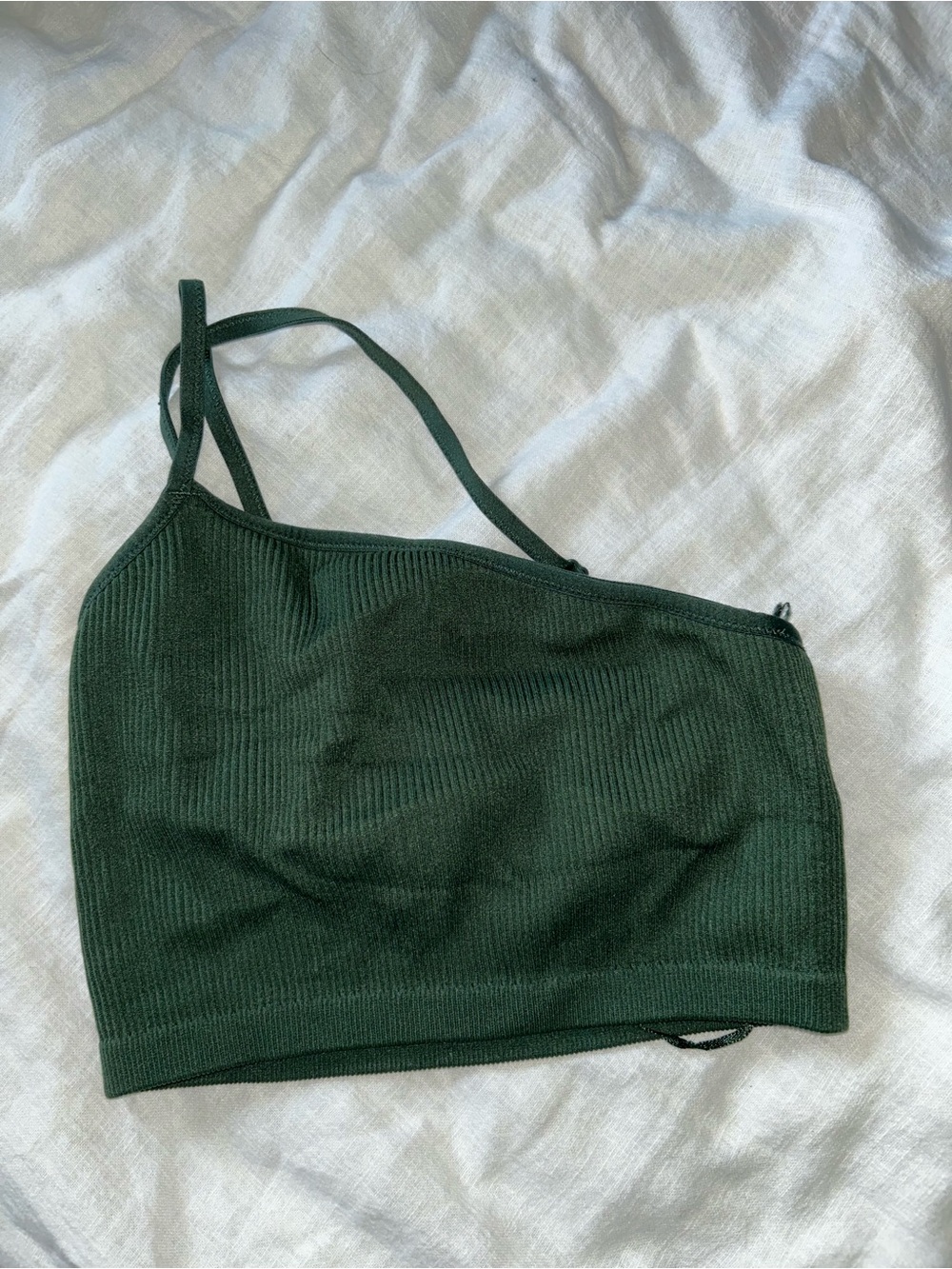 aerie Forest Green Ribbed Asymmetric Bralette